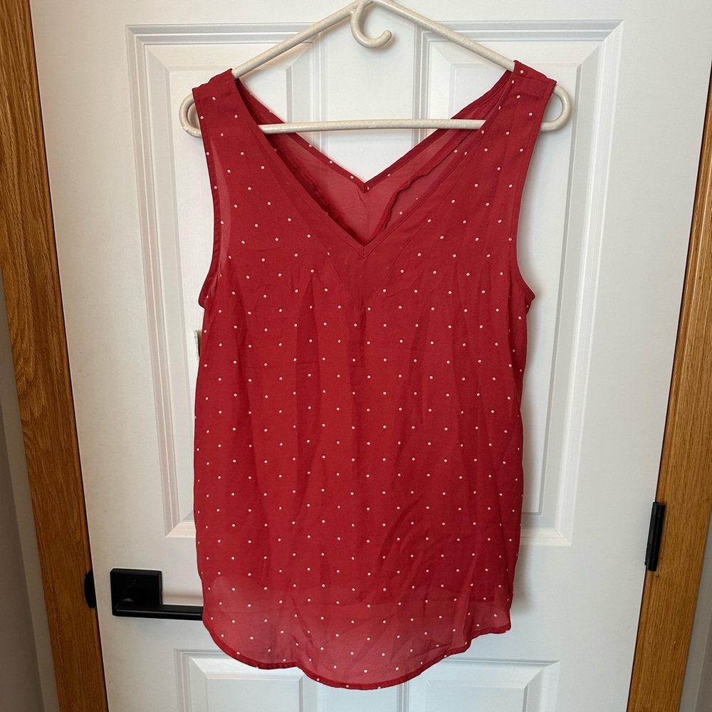 Red polka dot sleeveless top. NWT